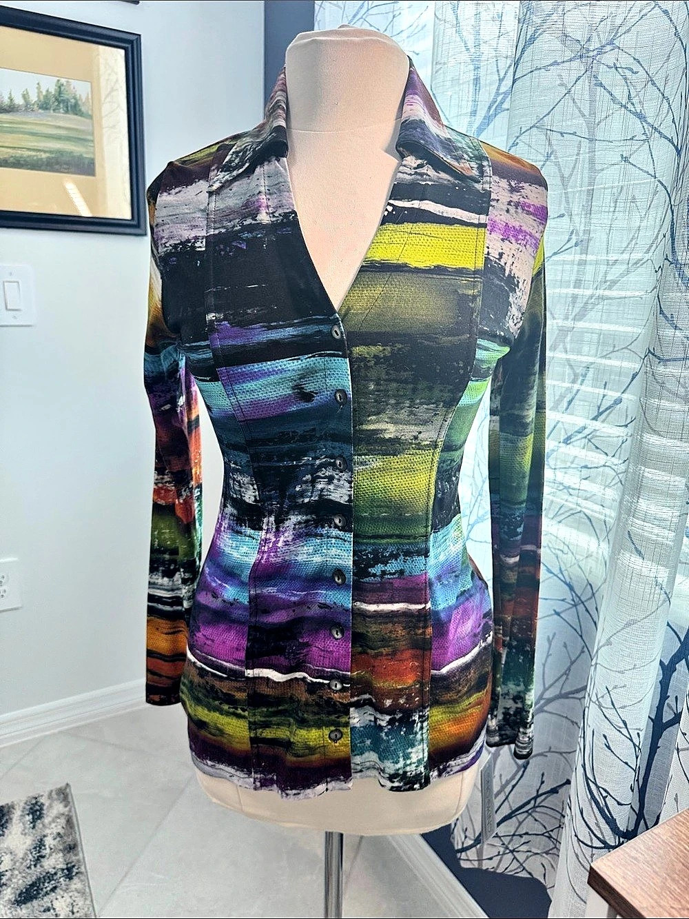 Sno Skins Abstract Blazer in Multicolor Size Small NWT
